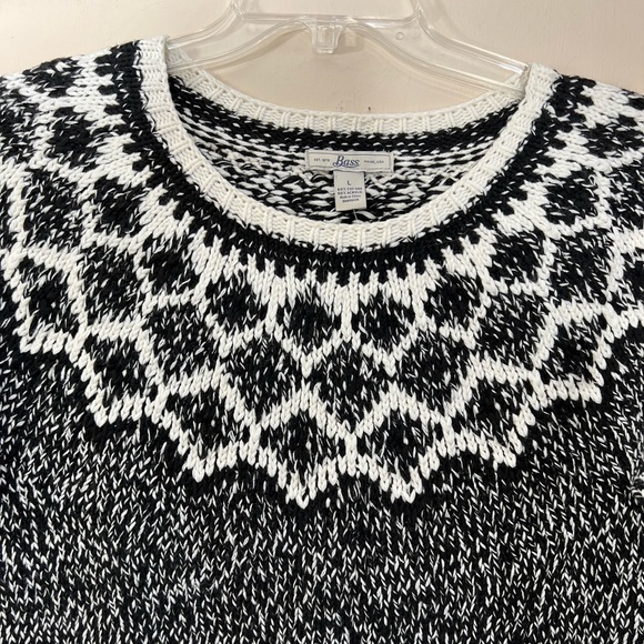NWT Bass black off white fair isle Nordic soft sweater size small - Picture 4 of 8